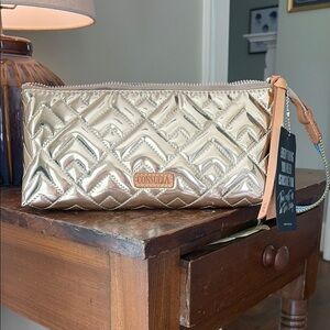 Consuela Metallic Quilted Wristlet - Gold